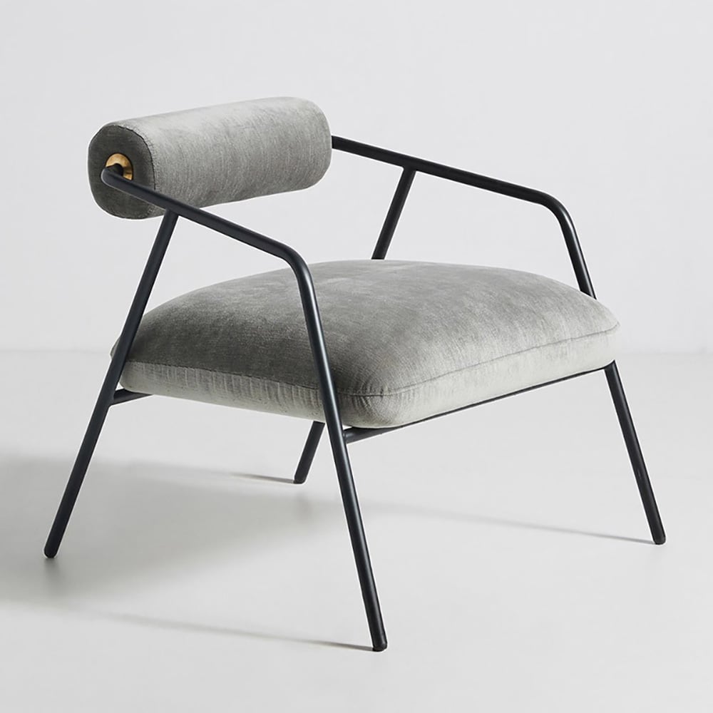 Canapé simple contemporain en coton et lin rembourré avec cadre en métal image de fenêtre