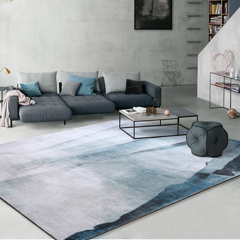 3000mm x 4000mm Modern Rectangular Blue Area Rug window image