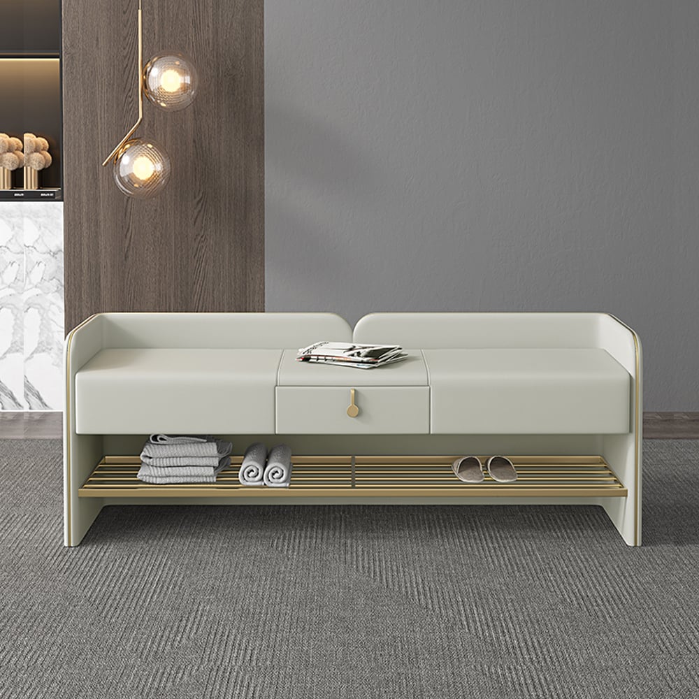 Banc de Rangement à Chaussures Rembourré Contemporain de 42.1''/1070mm en Cuir image de fenêtre
