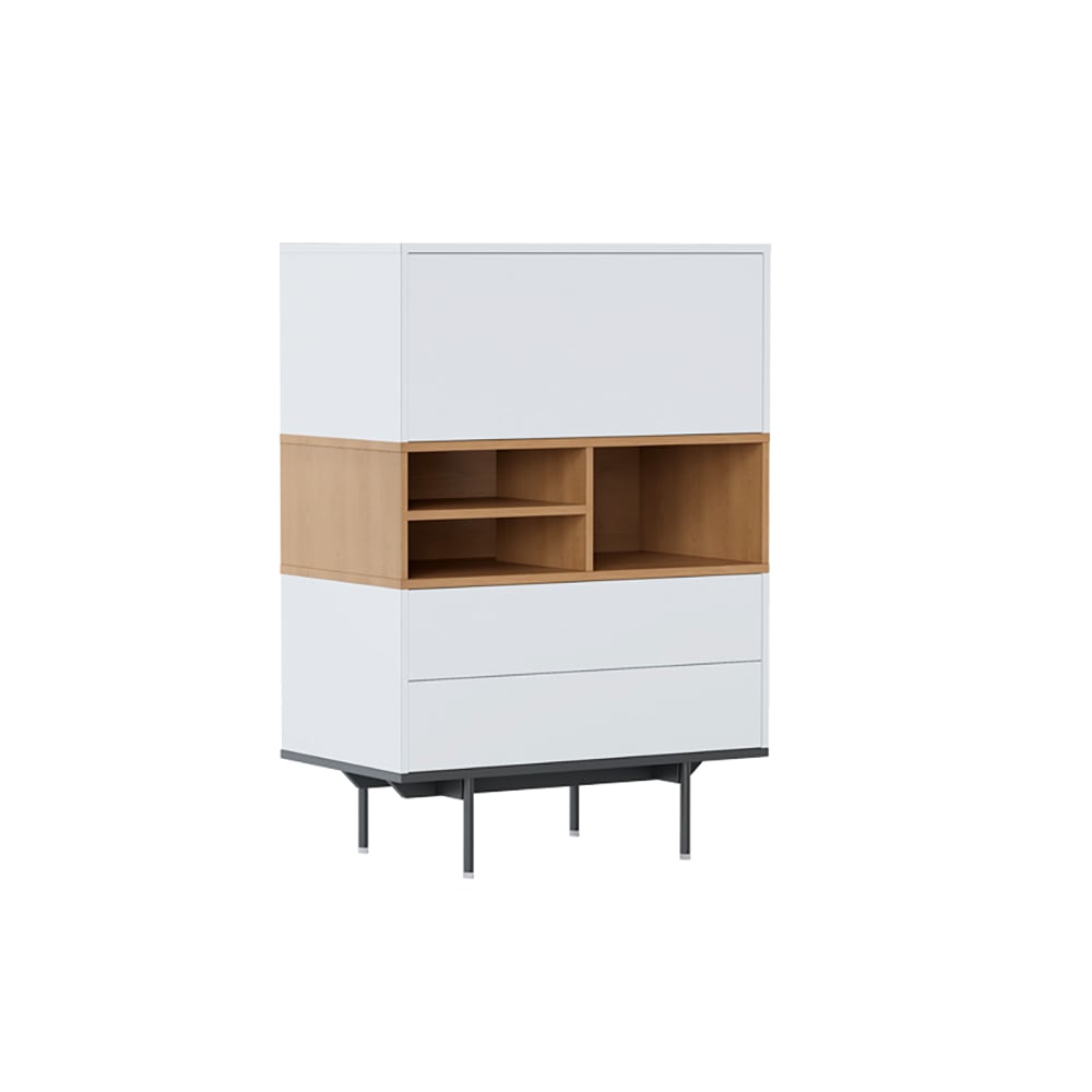 Nordic White & Walnut Display Cabinet 1 Flip-Open Door Cabinet window image