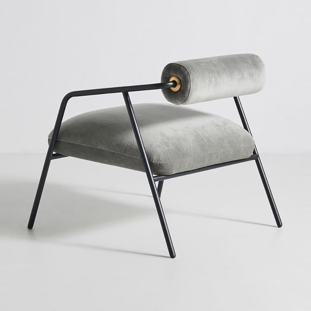 Canapé simple contemporain en coton et lin rembourré avec cadre en métal image de fenêtre