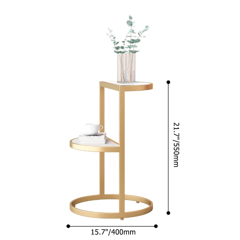 Black End Table 2-Tier Side Table Sintered Stone Top window image