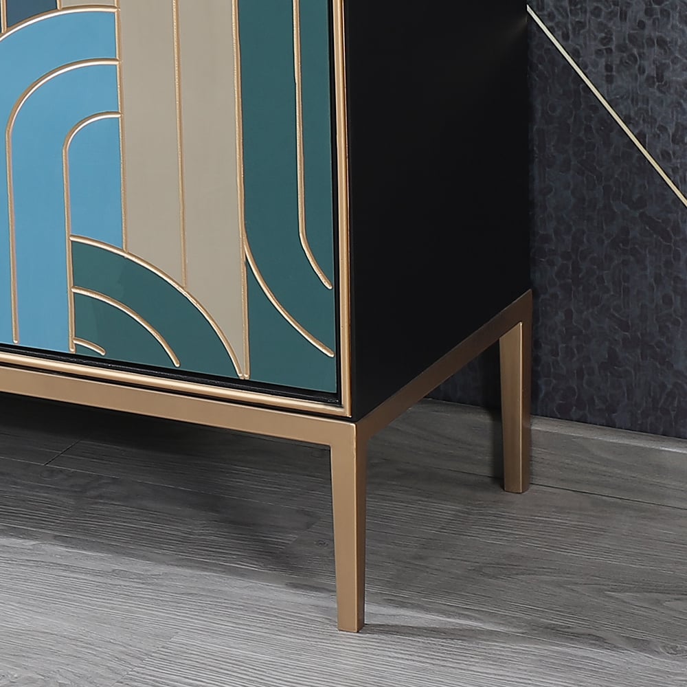 Vitrine multicolore de 1000 mm, 2 portes, 4 étagères image de fenêtre