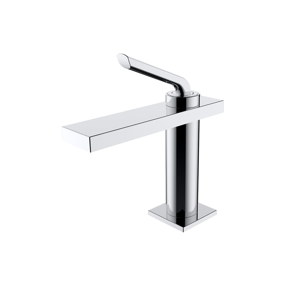 Single Lever Handle Bathroom Basin Tap Monobloc Solid Brass Polished Chrome window image