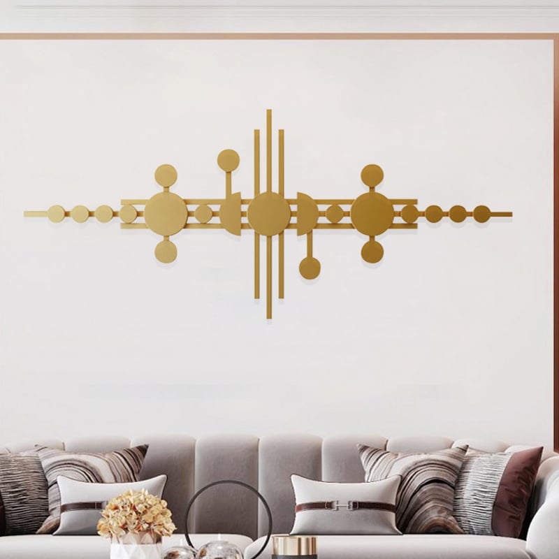 Luxueux motifs géométriques 3D décoratifs muraux en métal doré image de fenêtre