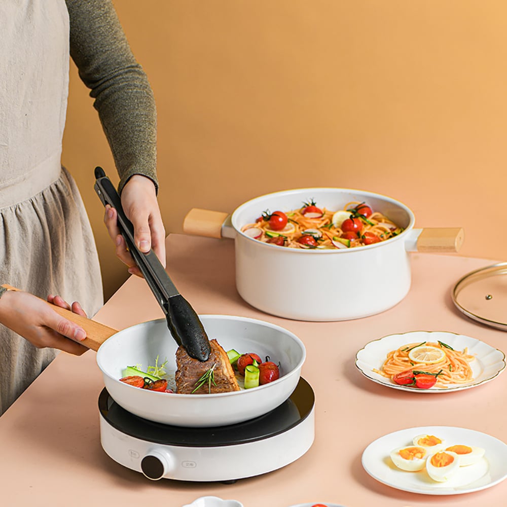 9 Pieces Nonstick  Aluminum Cookware Set Pots And Pans Set with Beech Handle window image