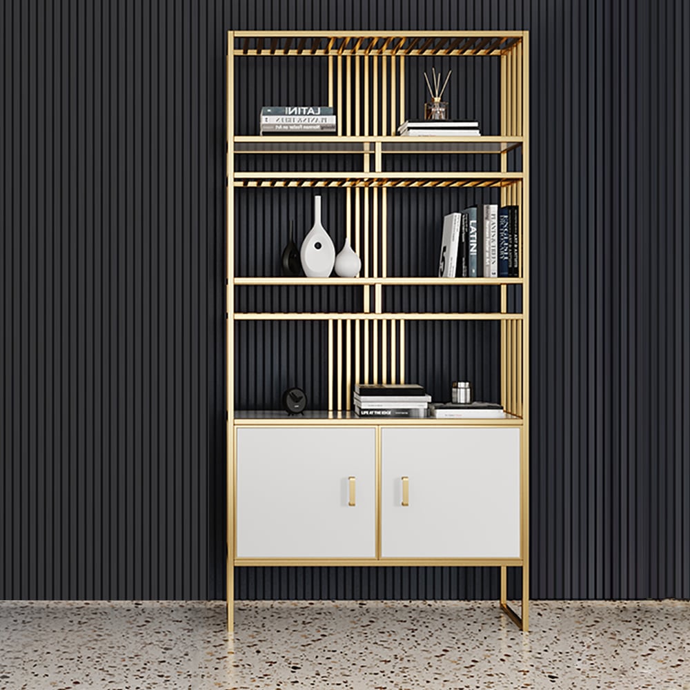 Étagère de rangement moderne en métal à 4 niveaux avec portes image de fenêtre