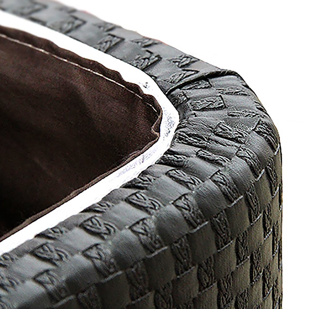 Set of 2 Black PU Leather Storage Ottoman Stool window image