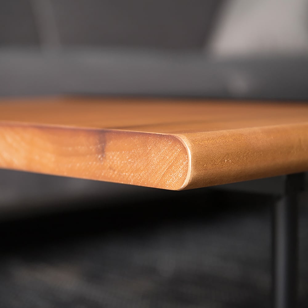 Nordic Black & Natural Coffee Table Solid Wood Minimalist Writing Desk window image