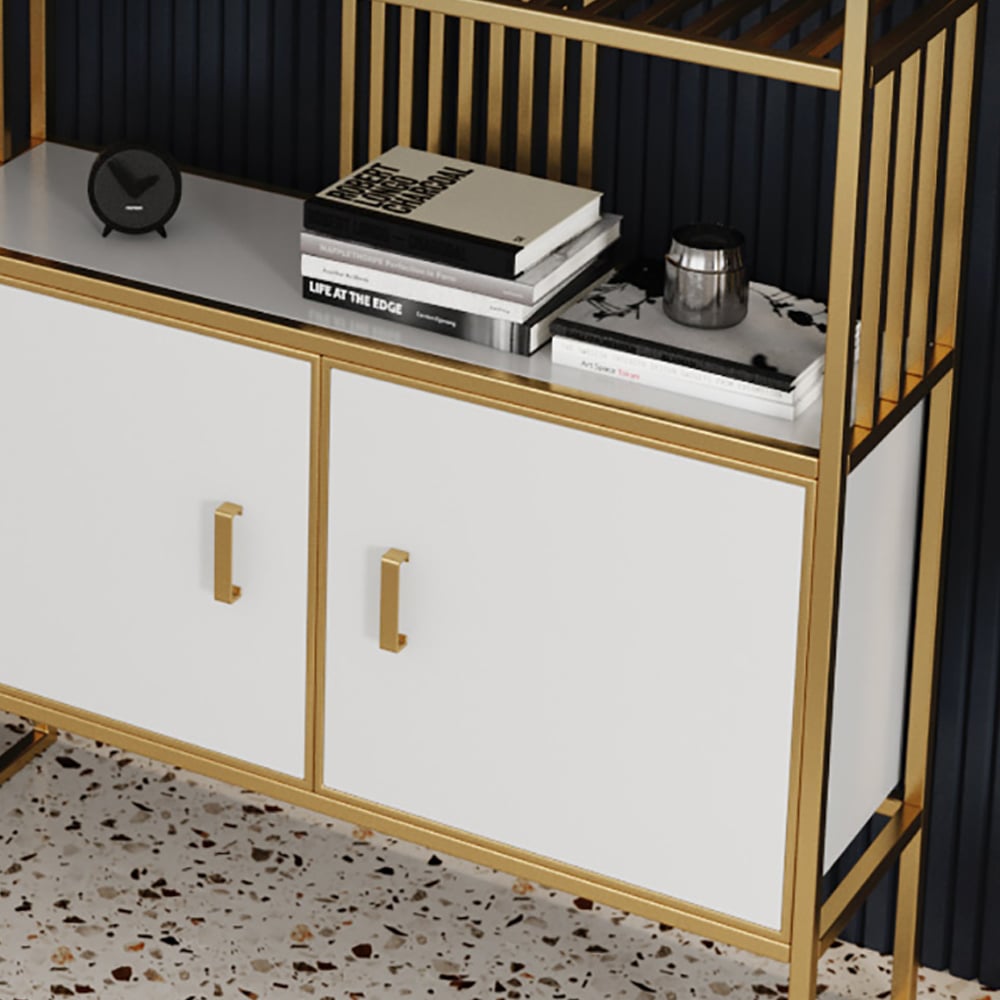 Étagère de rangement moderne en métal à 4 niveaux avec portes image de fenêtre