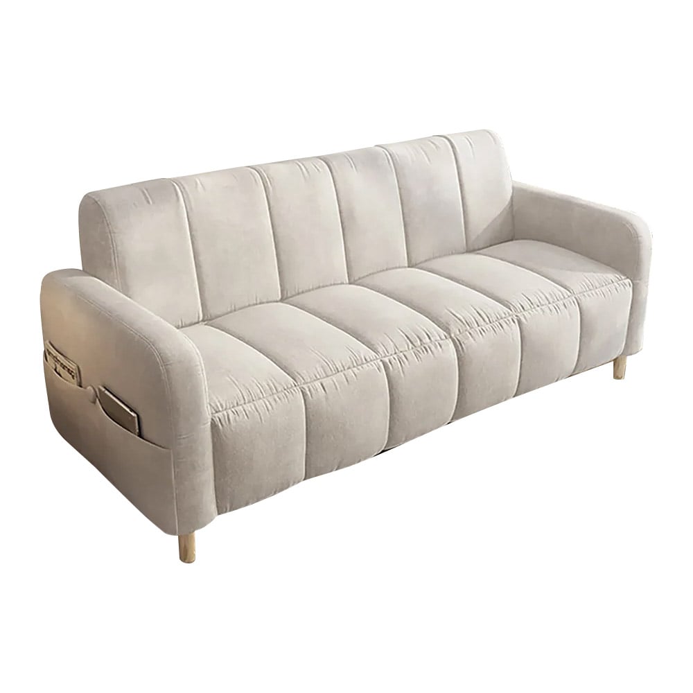 Canapé tufté en velours à 3 canaux en velours de 68,9 po, blanc cassé image de fenêtre