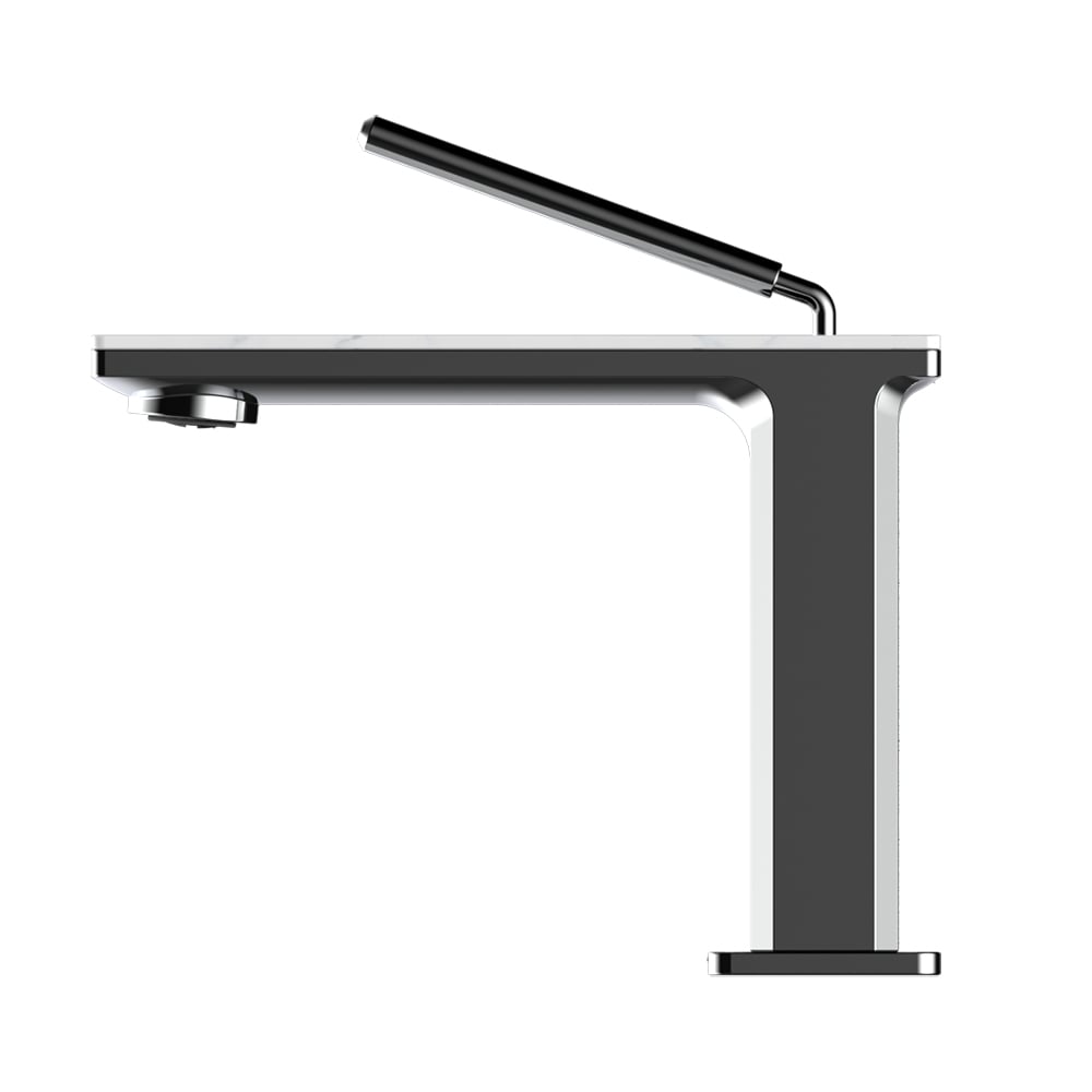 Polished Chrome Monobloc Bathroom Basin Tap Single Lever Handle Solid Brass window image