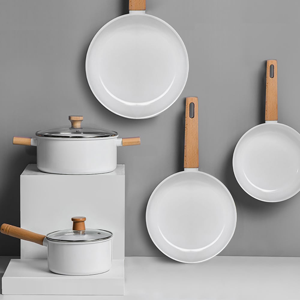 7 Pieces Nonstick  Aluminum Cookware Set Pots And Pans Set with Beech Handle window image