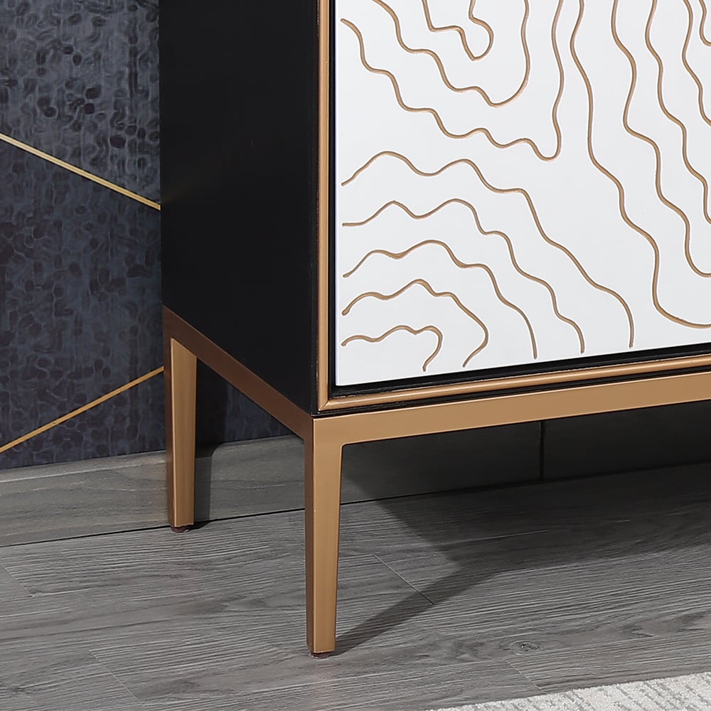 Black & White Buffet 1500mm Rectangular Sideboard 4 Doors & Shelves window image