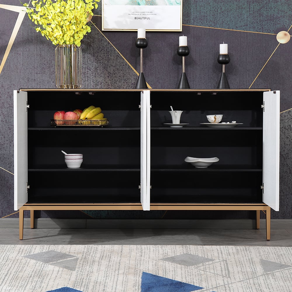 Black & White Buffet 1500mm Rectangular Sideboard 4 Doors & Shelves window image