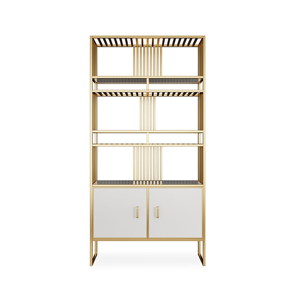 Étagère de rangement moderne en métal à 4 niveaux avec portes image de fenêtre