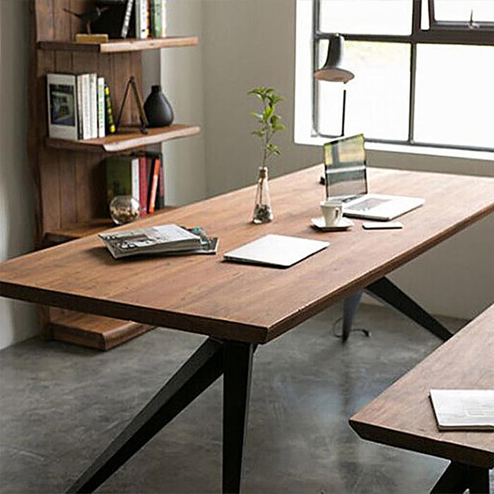 63" Industrial Large Computer Desk Natural Pine Wood Office Desk Writing Desk window image