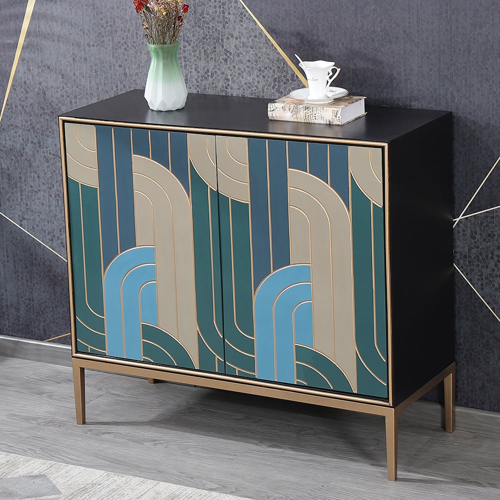 Vitrine multicolore de 1000 mm, 2 portes, 4 étagères image de fenêtre