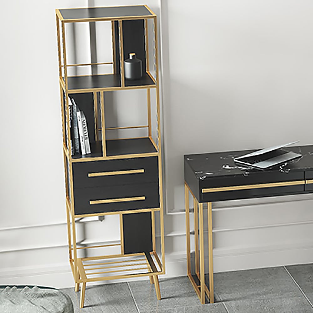 Light Luxury Postmodern Bookshelf with Two Drawers window image