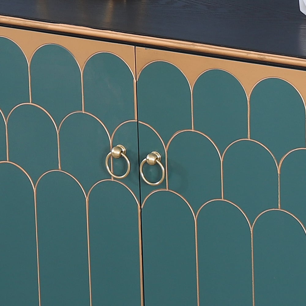 Modern Green Display Cabinet 2 Doors 4 Adjustable Shelves window image