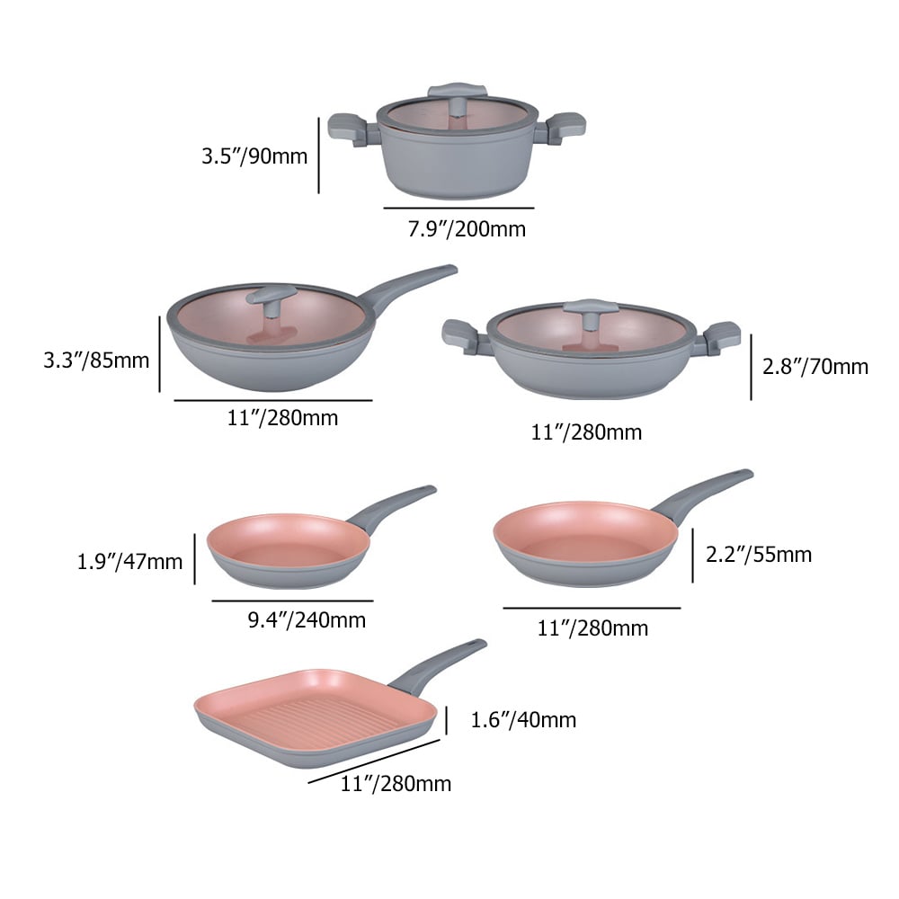 9 Pieces Nonstick Aluminum Cookware Set Pots and Pans Set window image