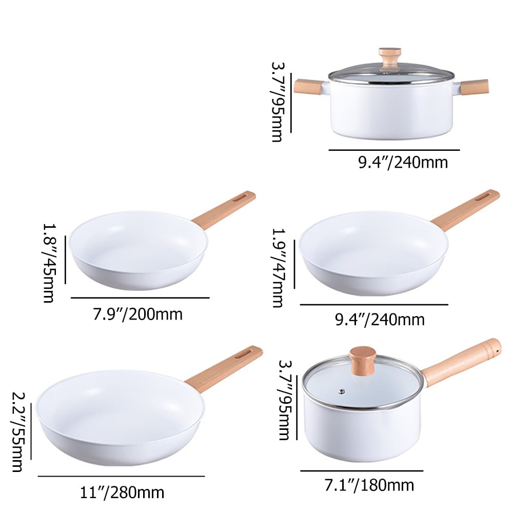 7 Pieces Nonstick  Aluminum Cookware Set Pots And Pans Set with Beech Handle window image