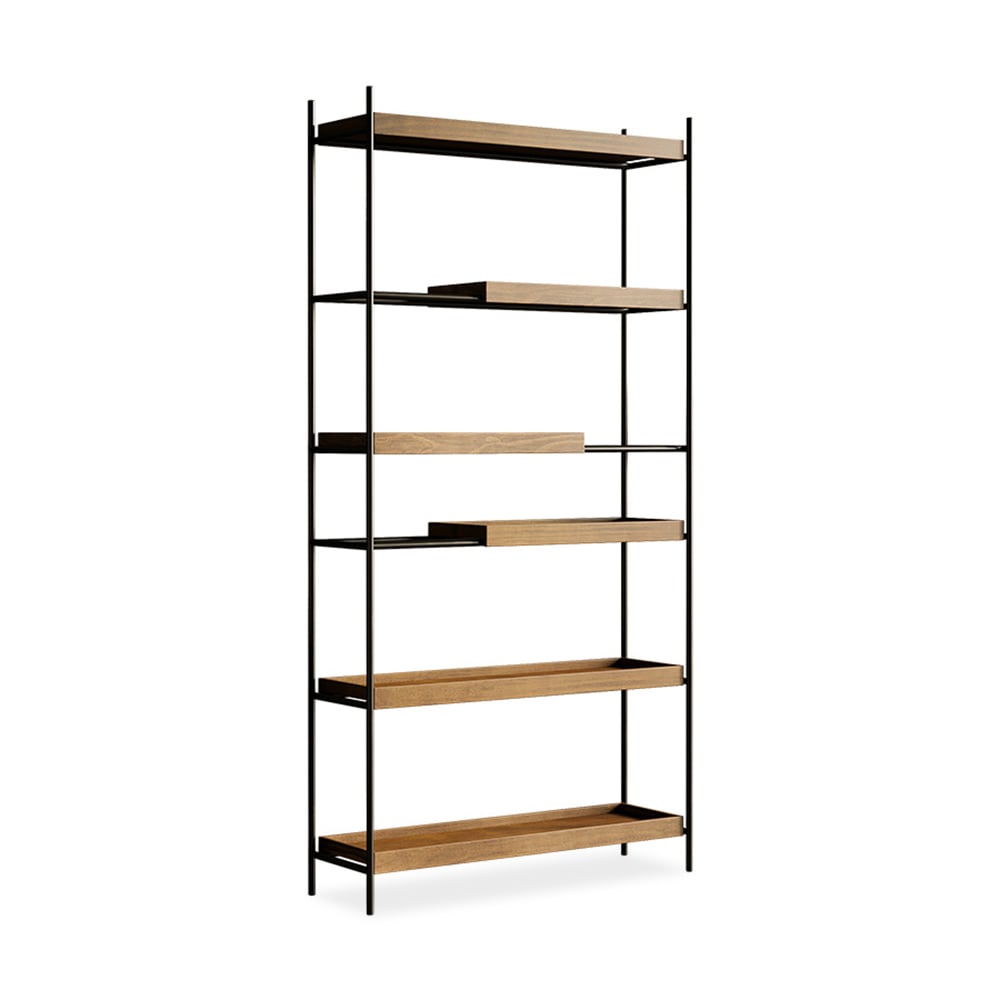 Étagère industrielle rétro à 6 niveaux en métal et planche Eco-Board image de fenêtre