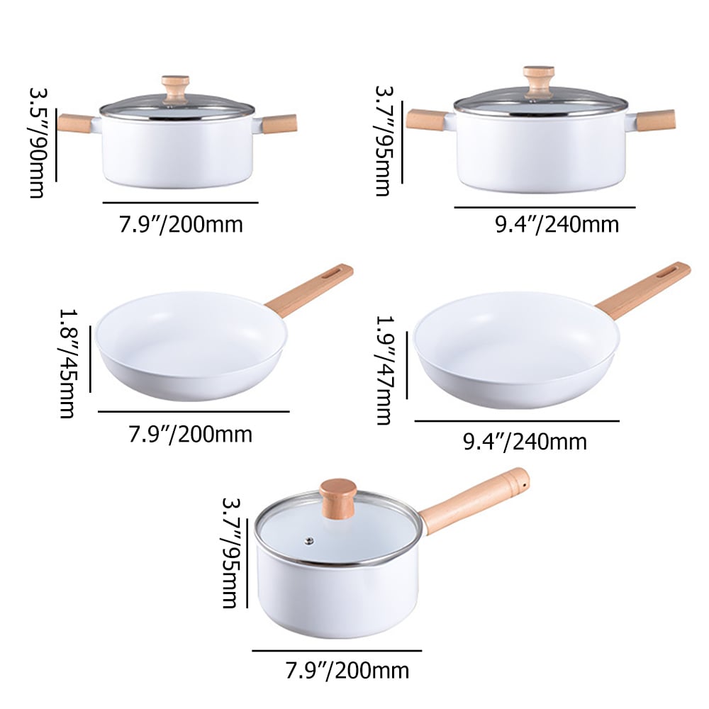8 Pieces Nonstick  Aluminum Cookware Set Pots And Pans Set with Beech Handle window image