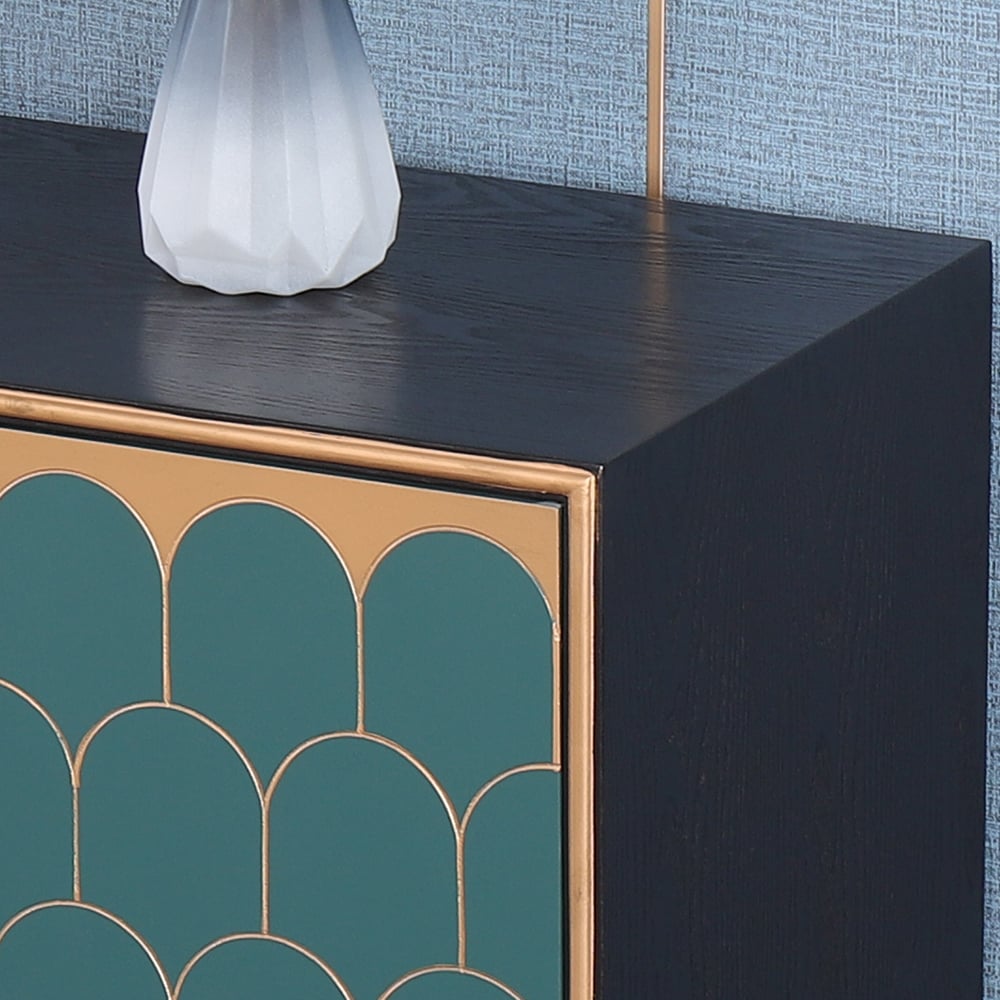 Modern Green Display Cabinet 2 Doors 4 Adjustable Shelves window image