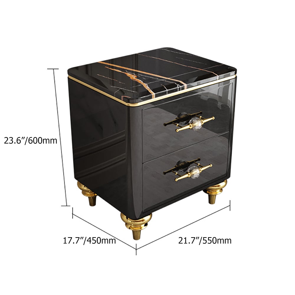 Small Marble Top End Table Modern Side Table with 2 Drawers Nightstand window image