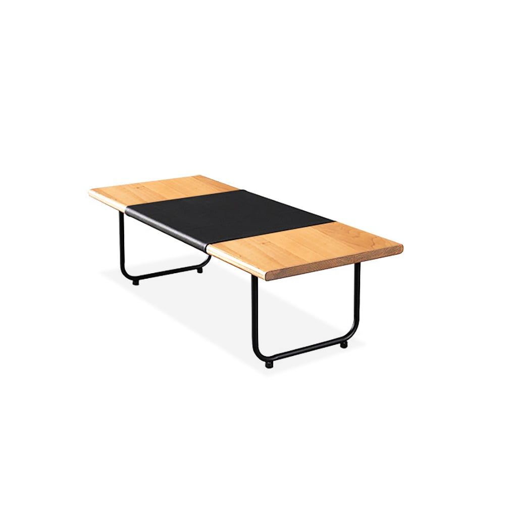 Nordic Black & Natural Coffee Table Solid Wood Minimalist Writing Desk window image
