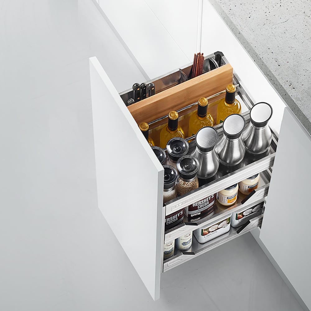 Thickened Stainless Steel Damping Buffer Rail Condiment Pull Basket｜Homary
