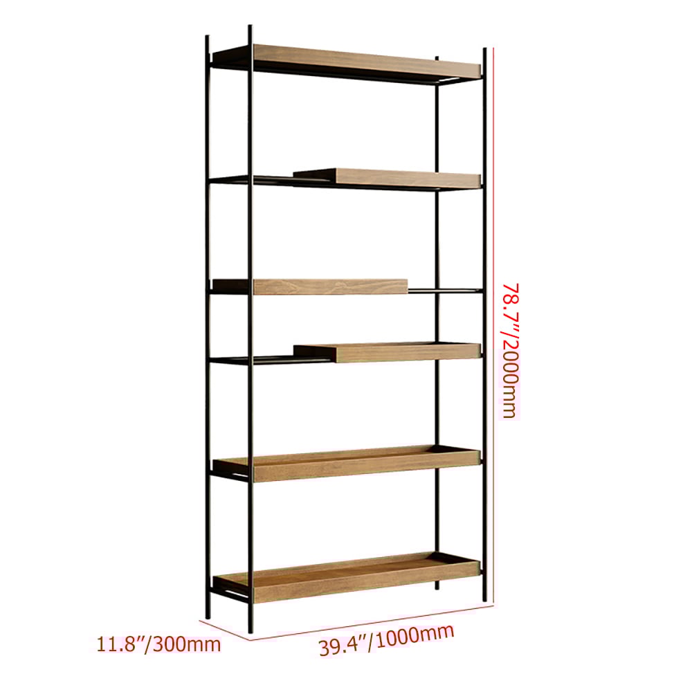 Étagère industrielle rétro à 6 niveaux en métal et planche Eco-Board image de fenêtre