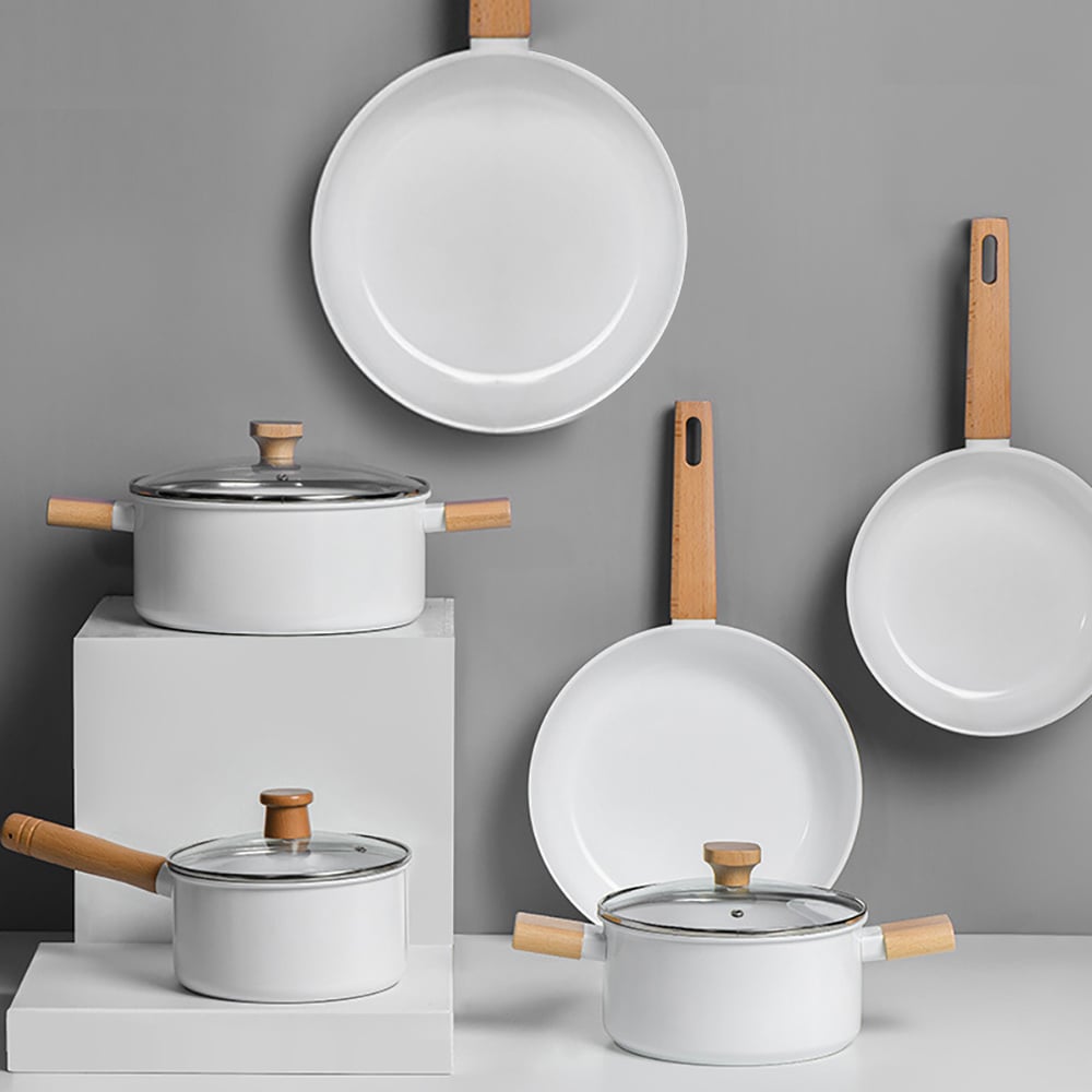 9 Pieces Nonstick  Aluminum Cookware Set Pots And Pans Set with Beech Handle window image