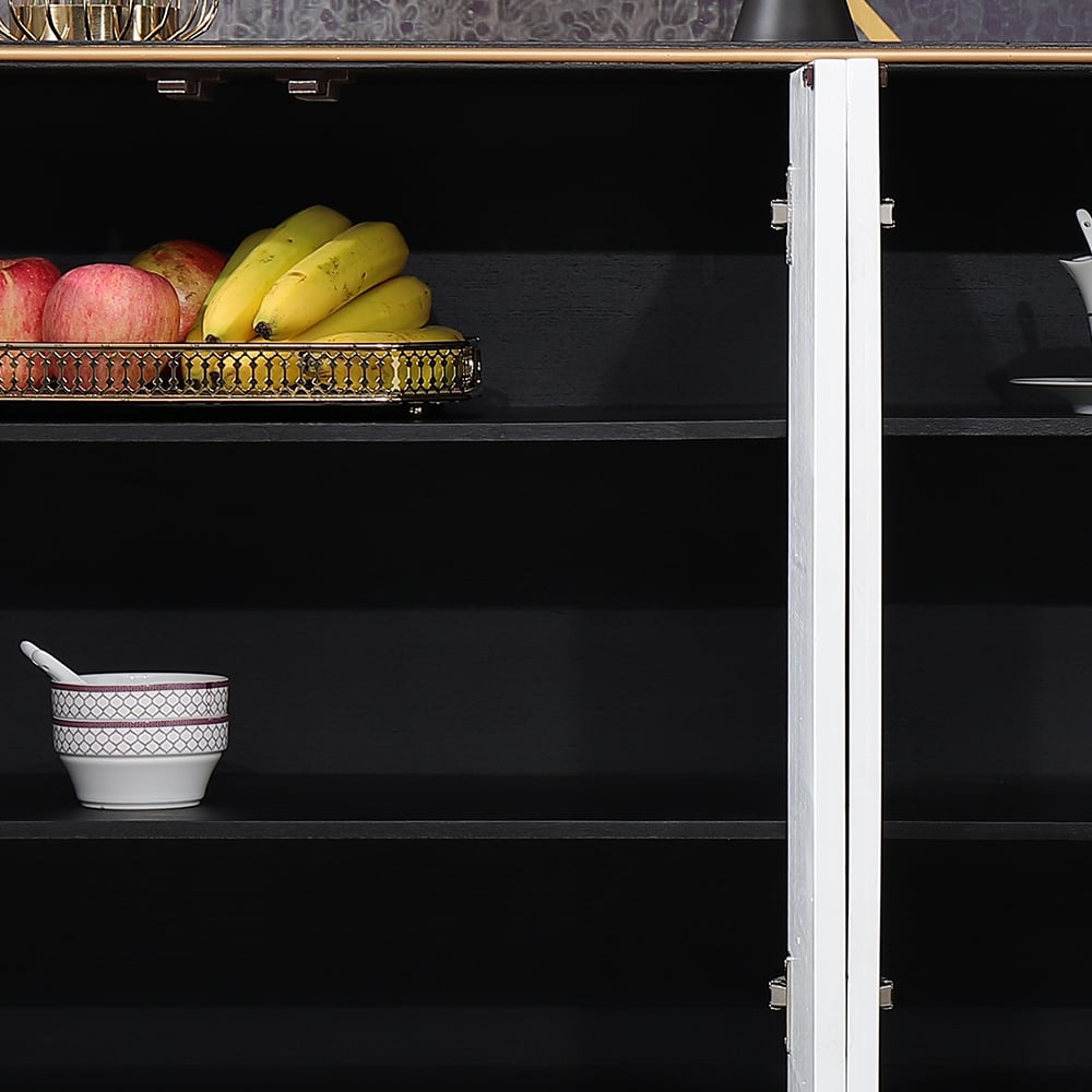 Black & White Buffet 1500mm Rectangular Sideboard 4 Doors & Shelves window image