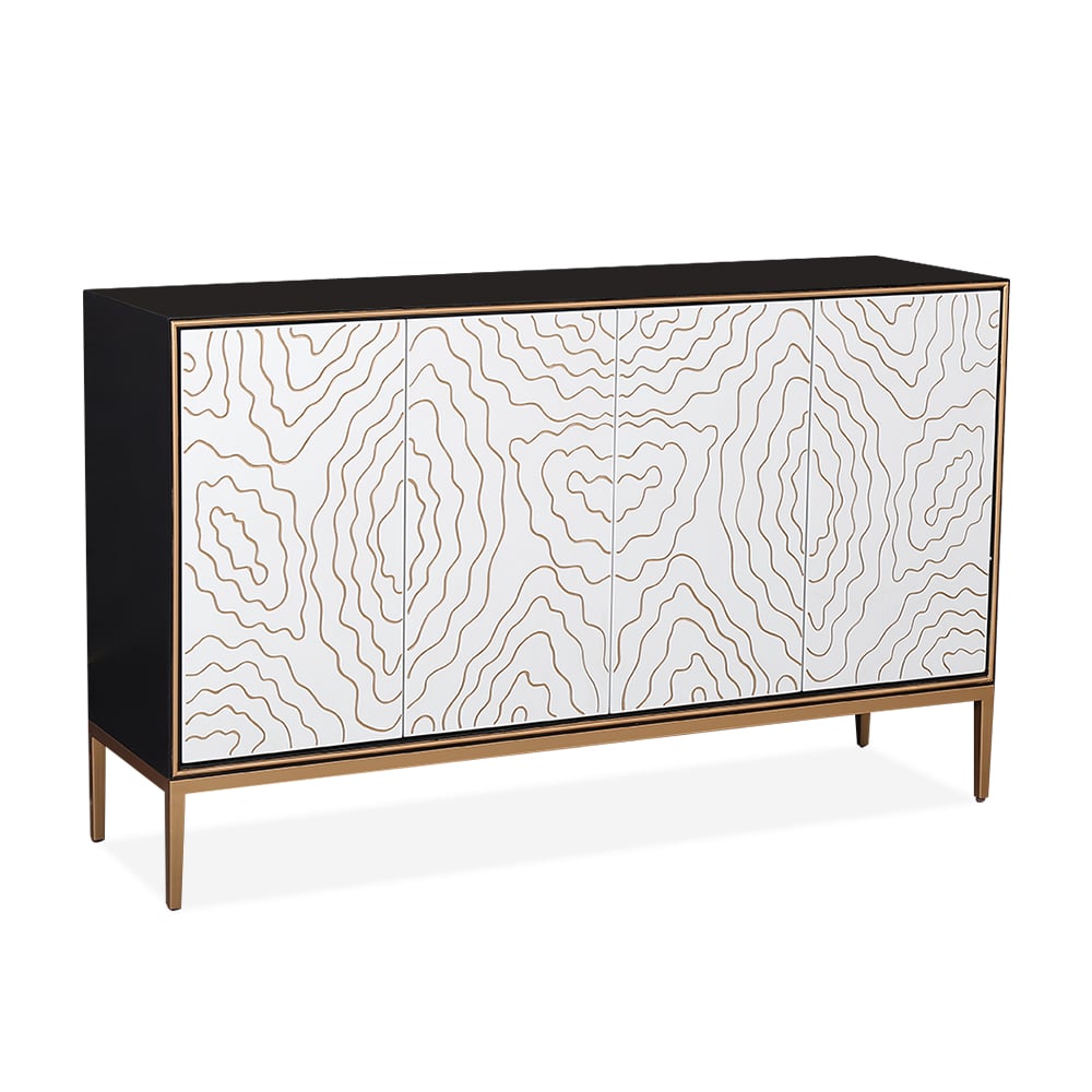 Black & White Buffet 1500mm Rectangular Sideboard 4 Doors & Shelves window image