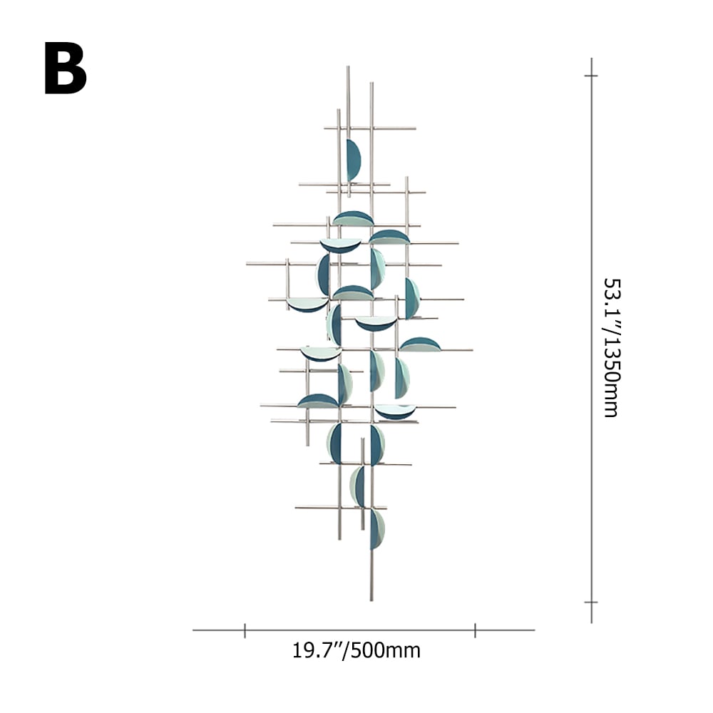 Décoration murale 3D Nordic Creative Fond de canapé bleu Accent mural en métal Poids, dimensions, image