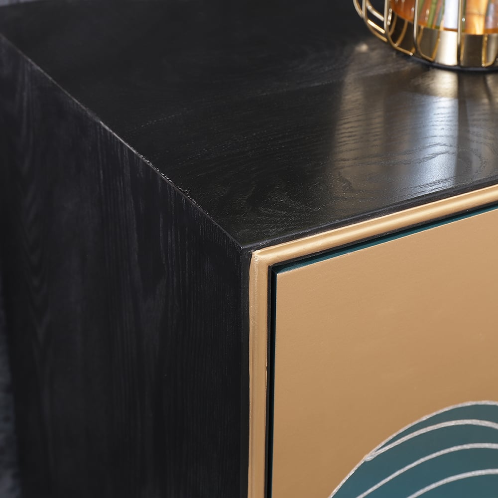 Buffet 3 portes 4 étagères vert et noir 1200 mm Gold Wave Lines petit image de fenêtre