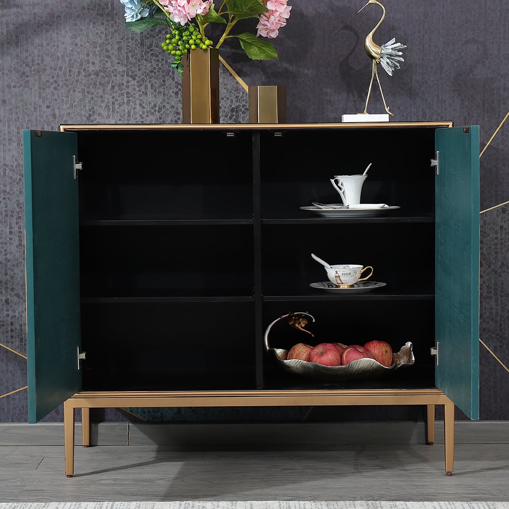 1000mm Solar Radiate Straight Lines Green & Black Display Cabinet 2-Door 4-Shelf Cabinet window image