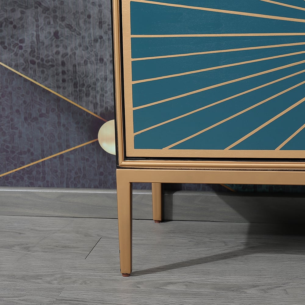 1000mm Solar Radiate Straight Lines Green & Black Display Cabinet 2-Door 4-Shelf Cabinet window image