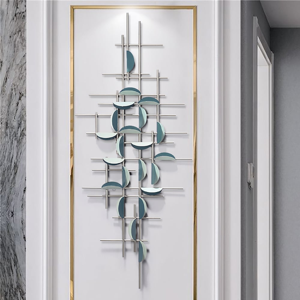 Décoration murale 3D Nordic Creative Fond de canapé bleu Accent mural en métal image de fenêtre