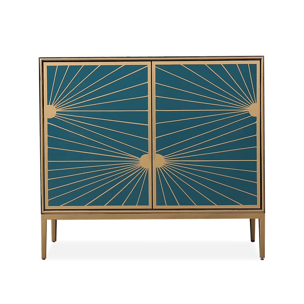 1000mm Solar Radiate Straight Lines Green & Black Display Cabinet 2-Door 4-Shelf Cabinet window image