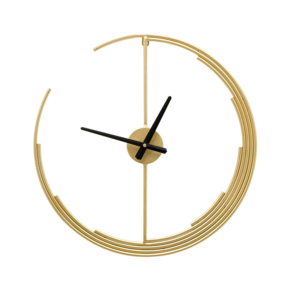 18.9" Minimalist Modern Crescent Design Golden Metal Large Wall Clock window image