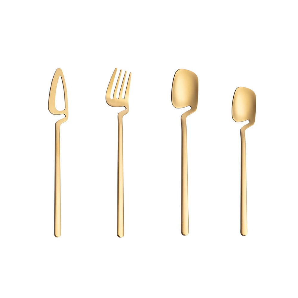 60 Pieces Brushed Gold Stainless Steel Flatware Set for Desserts, Service for 15 window image