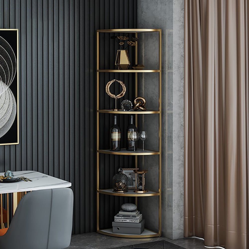 Mensola Angolare Muro Design Ottone – Scaffale Triangolare Per Doccia, Bagno E Cucina, Salvaspazio, Colore Nero