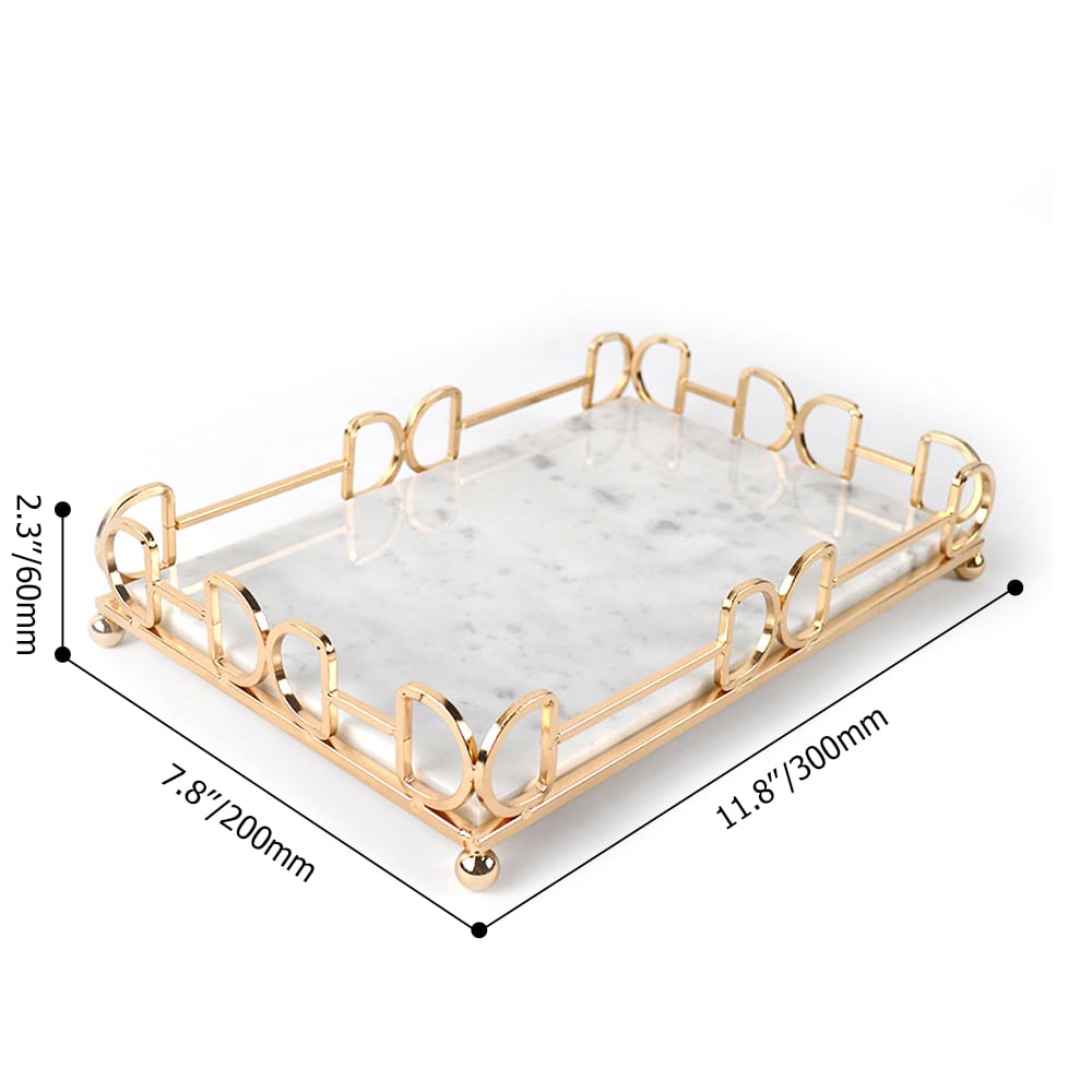 Nordic White Rectangular Marble Desk Organizer Tray window image