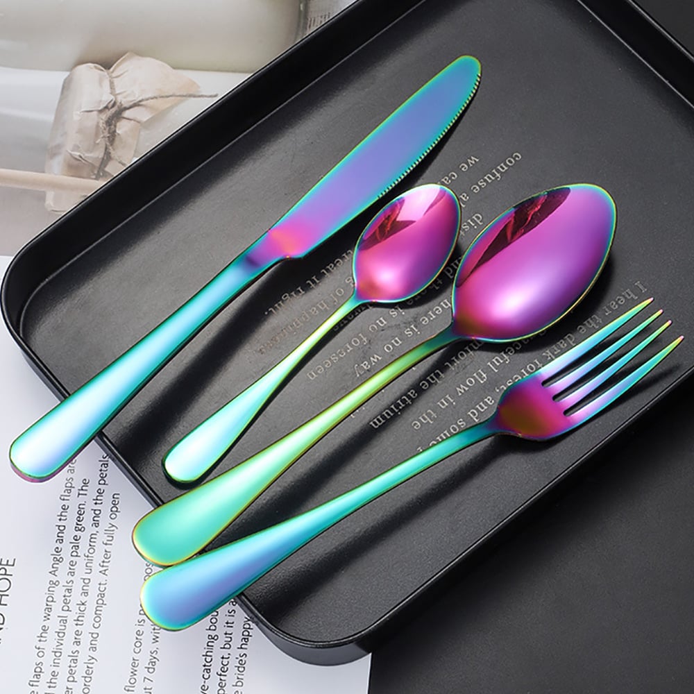 24 Pieces Stainless Steel Flatware Set with Wooden Box, Service for 6 window image