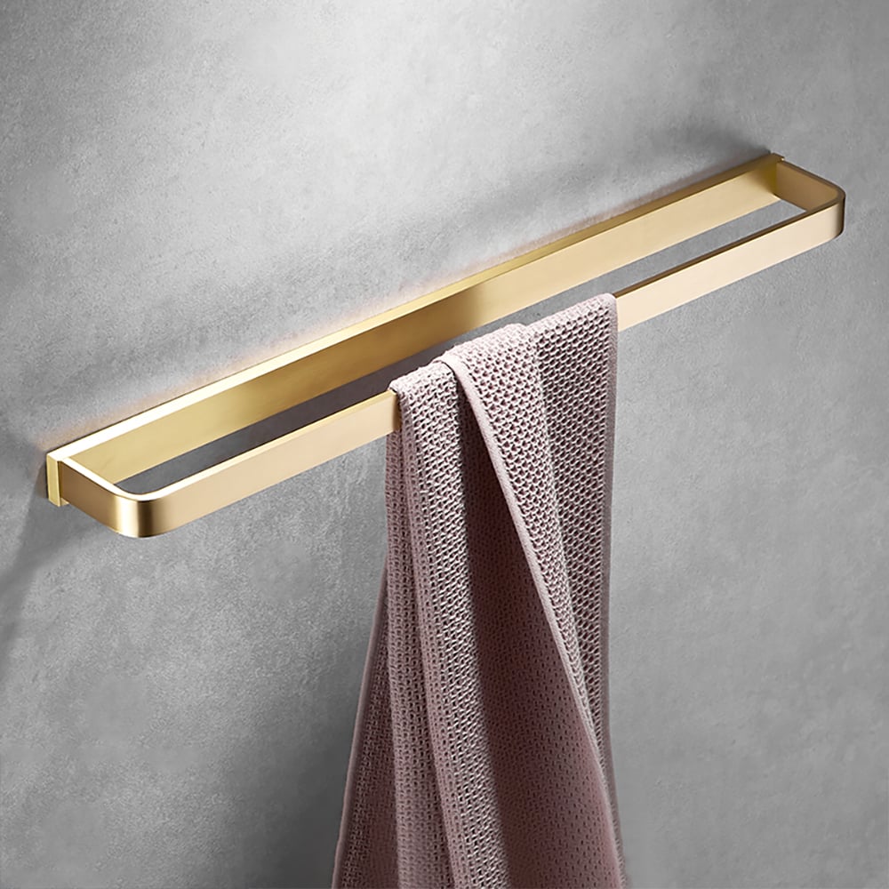 4 Pieces Bathroom Hardware Set Towel Rail and Toilet Brush with Holder in Gold window image