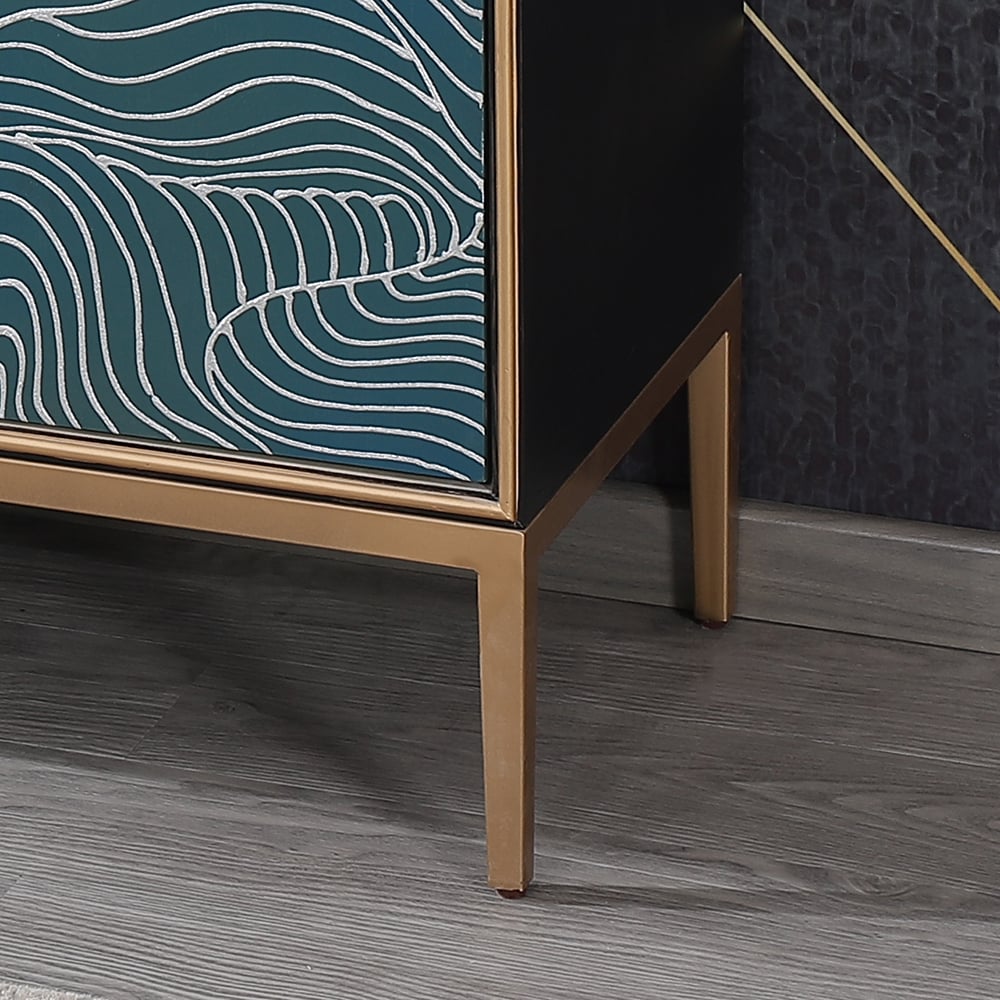 Buffet 3 portes 4 étagères vert et noir 1200 mm Gold Wave Lines petit image de fenêtre