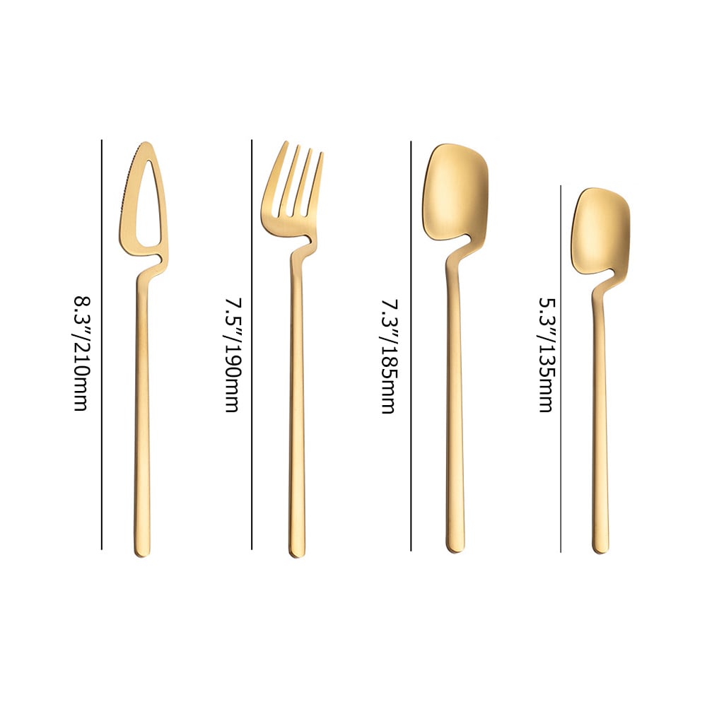 60 Pieces Brushed Gold Stainless Steel Flatware Set for Desserts, Service for 15 window image